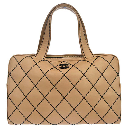 Chanel 2000-2002 Beige Calfskin Wild Stitch Handbag