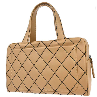 Chanel 2000-2002 Beige Calfskin Wild Stitch Handbag