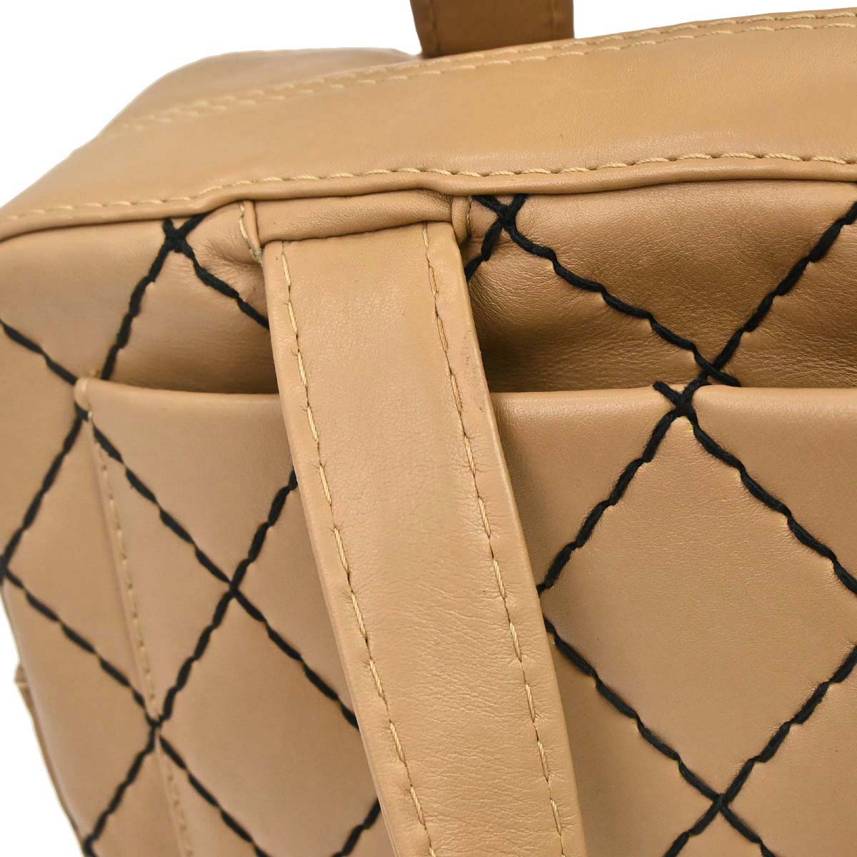 Chanel 2000-2002 Beige Calfskin Wild Stitch Handbag