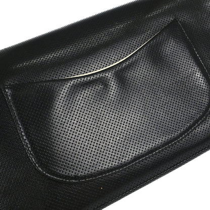 Chanel 2000-2002 Black Ivory Perforated Lambskin Single Flap Shoulder Bag