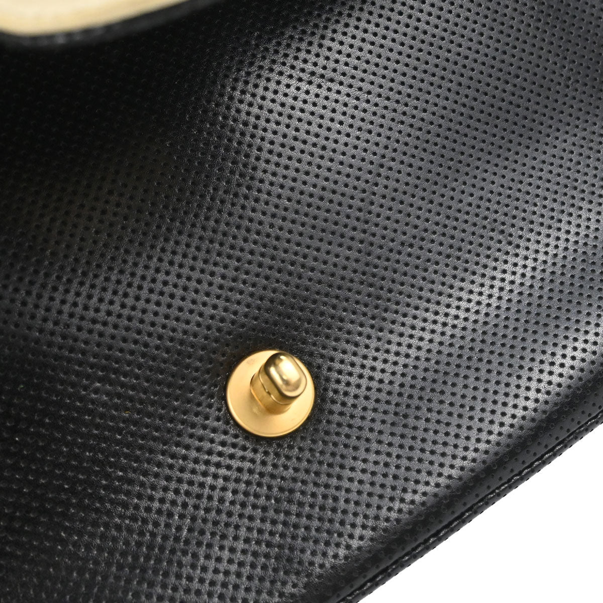 Chanel 2000-2002 Black Ivory Perforated Lambskin Single Flap Shoulder Bag