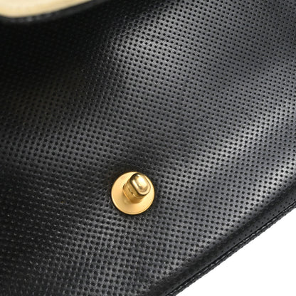 Chanel 2000-2002 Black Ivory Perforated Lambskin Single Flap Shoulder Bag