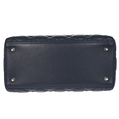 Christian Dior Navy Lambskin Medium Lady Dior Cannage 2way Shoulder Handbag