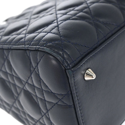 Christian Dior Navy Lambskin Medium Lady Dior Cannage 2way Shoulder Handbag