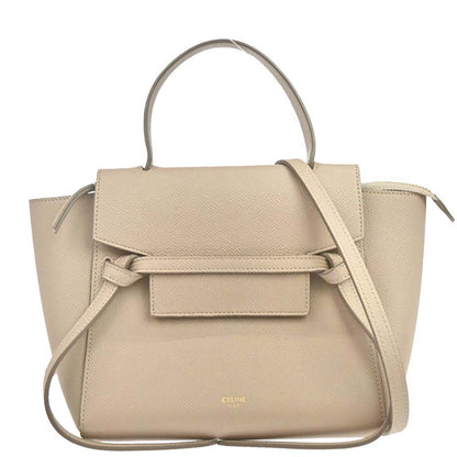 Celine Beige Leather Nano Belt Bag 2way Shoulder Handbag