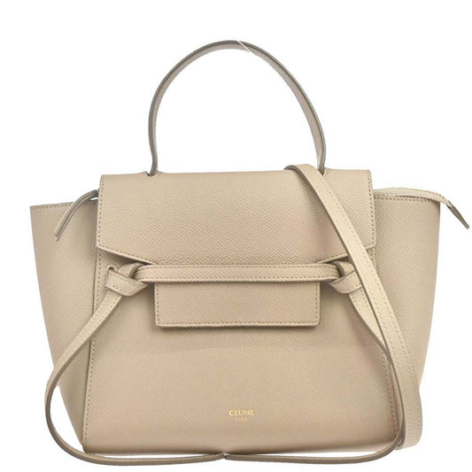 Celine Beige Leather Nano Belt Bag 2way Shoulder Handbag