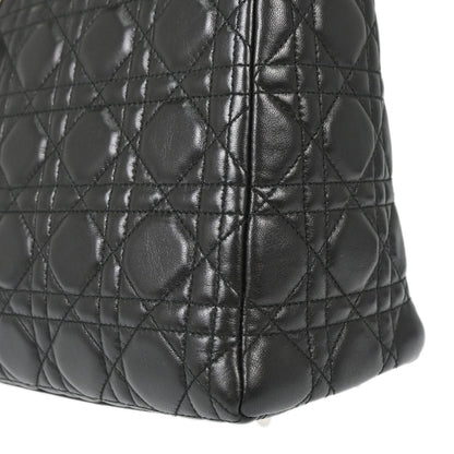 Christian Dior Black Lambskin Medium Lady Dior Cannage 2way Shoulder Handbag