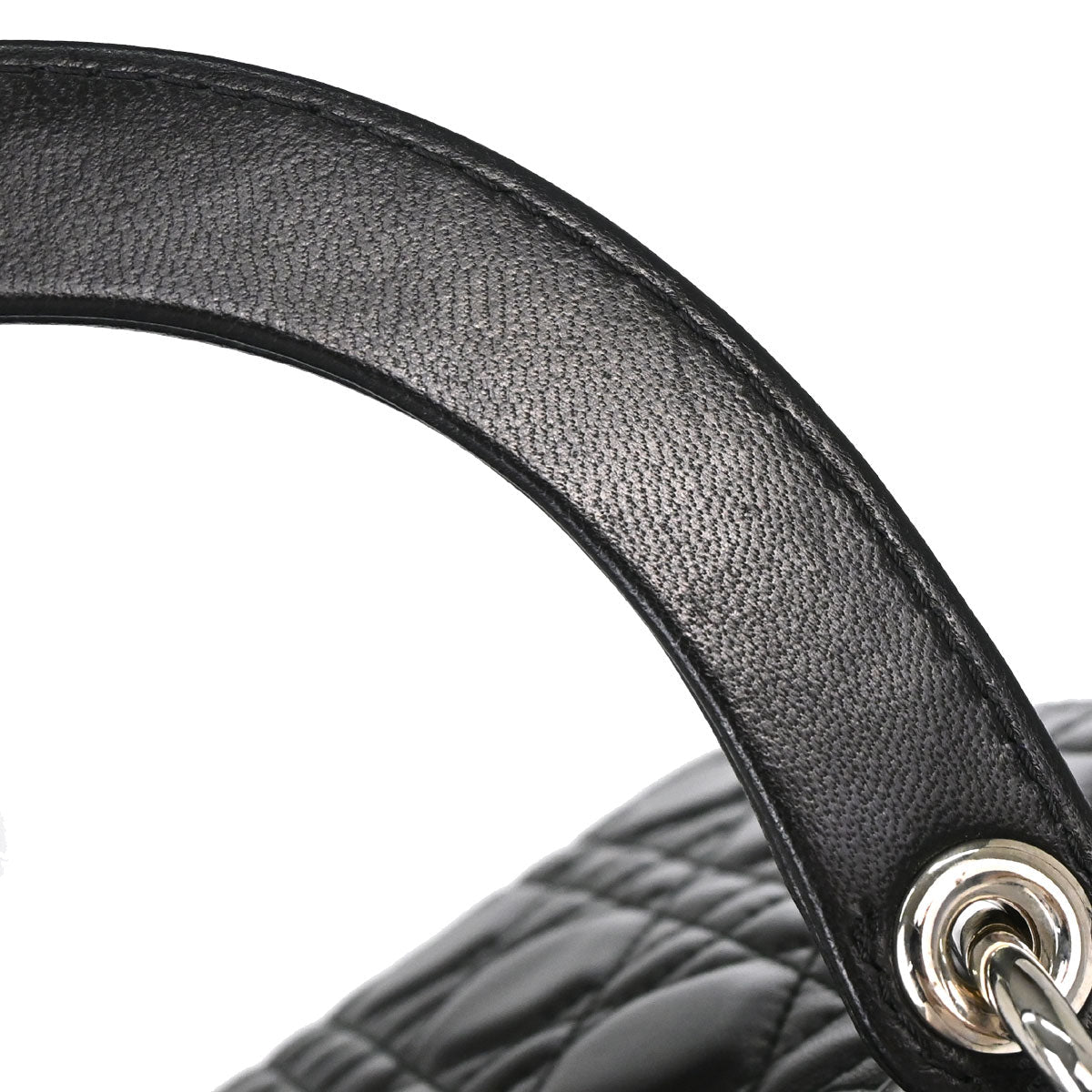 Christian Dior Black Lambskin Medium Lady Dior Cannage 2way Shoulder Handbag