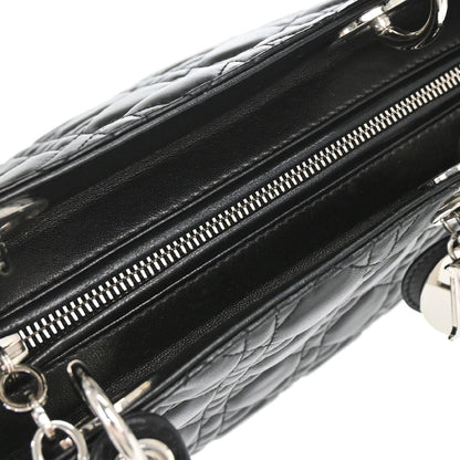 Christian Dior Black Lambskin Medium Lady Dior Cannage 2way Shoulder Handbag