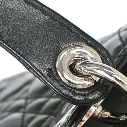 Christian Dior Black Lambskin Medium Lady Dior Cannage 2way Shoulder Handbag