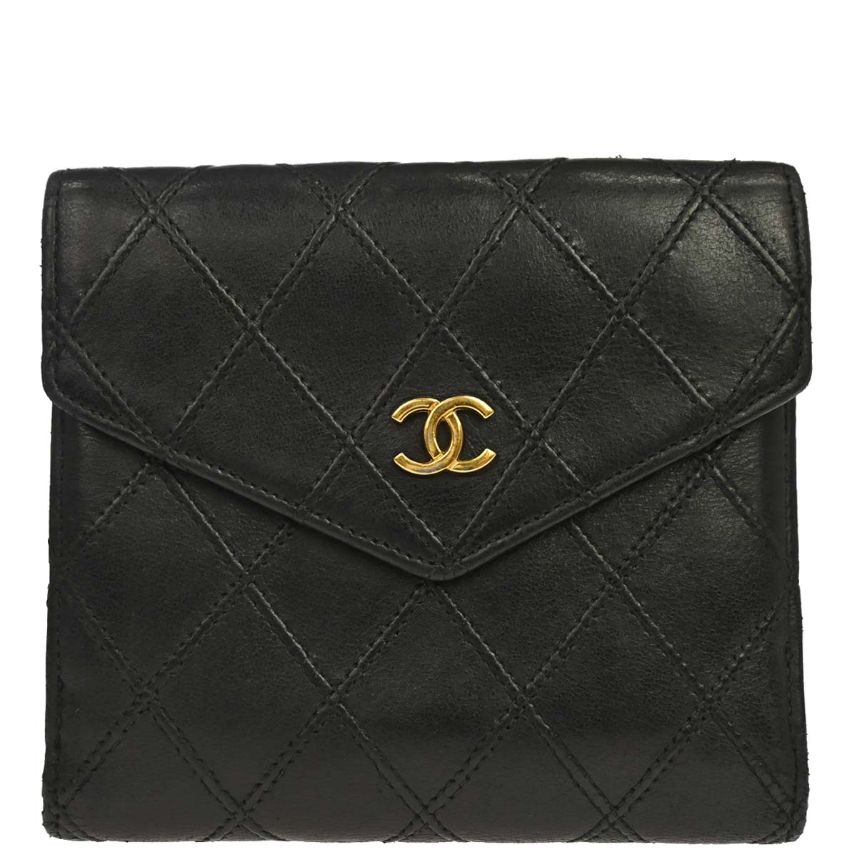 Chanel Black Lambskin Bicolore Bifold Wallet
