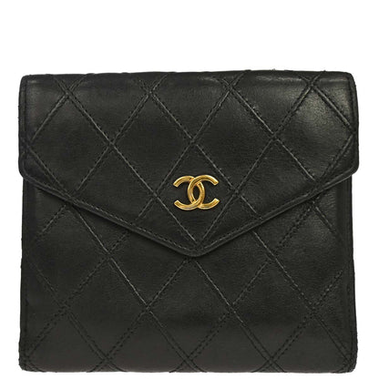 Chanel Black Lambskin Bicolore Bifold Wallet