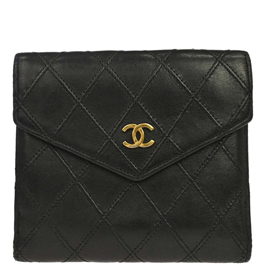 Chanel Black Lambskin Bicolore Bifold Wallet