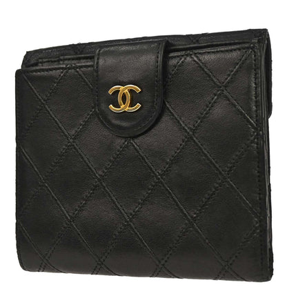 Chanel Black Lambskin Bicolore Bifold Wallet
