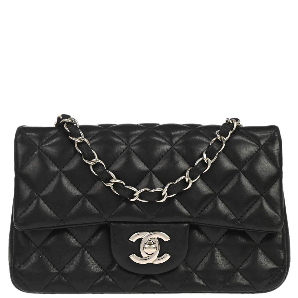 Chanel 2017 Black Lambskin Classic Flap Shoulder Bag