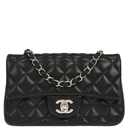 Chanel 2017 Black Lambskin Classic Flap Shoulder Bag