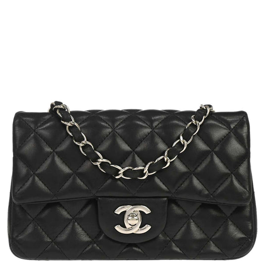Chanel 2017 Black Lambskin Classic Flap Shoulder Bag