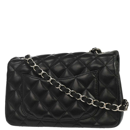 Chanel 2017 Black Lambskin Classic Flap Shoulder Bag