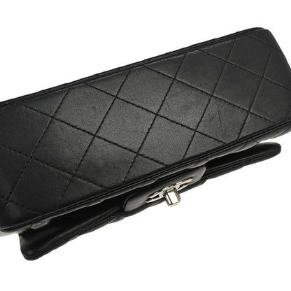 Chanel 2017 Black Lambskin Classic Flap Shoulder Bag