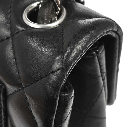 Chanel 2017 Black Lambskin Classic Flap Shoulder Bag