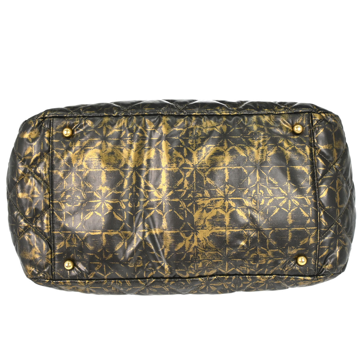 Chanel 2009-2010 Black Gold Printed Nylon Accordion Flap Bag