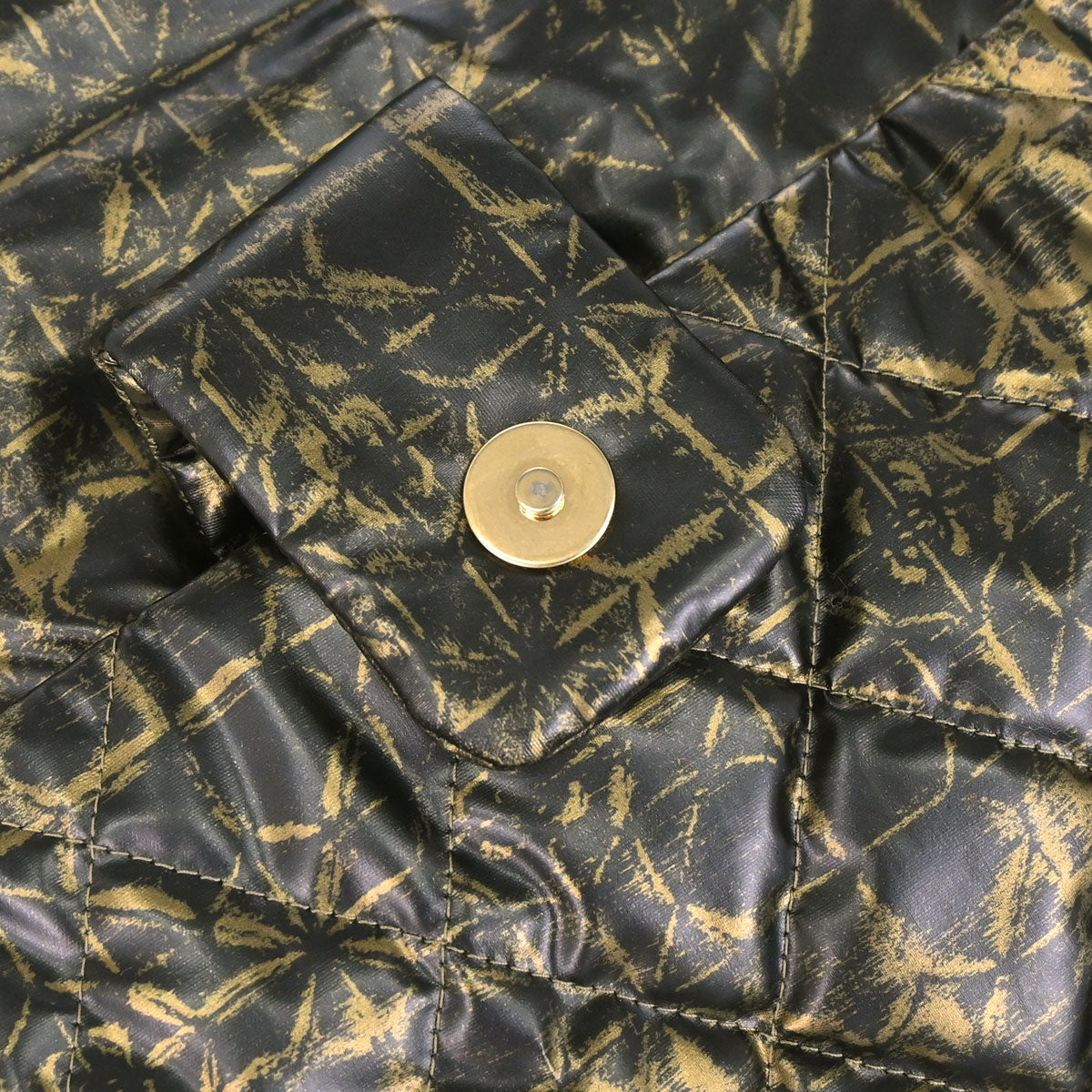 Chanel 2009-2010 Black Gold Printed Nylon Accordion Flap Bag