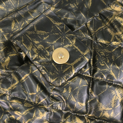 Chanel 2009-2010 Black Gold Printed Nylon Accordion Flap Bag