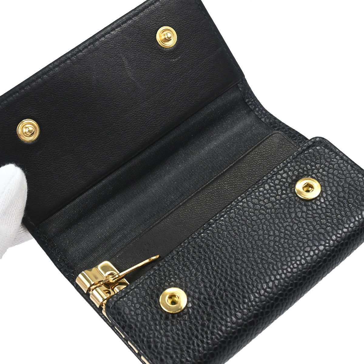 Chanel Key Case Black Caviar Skin Small Good