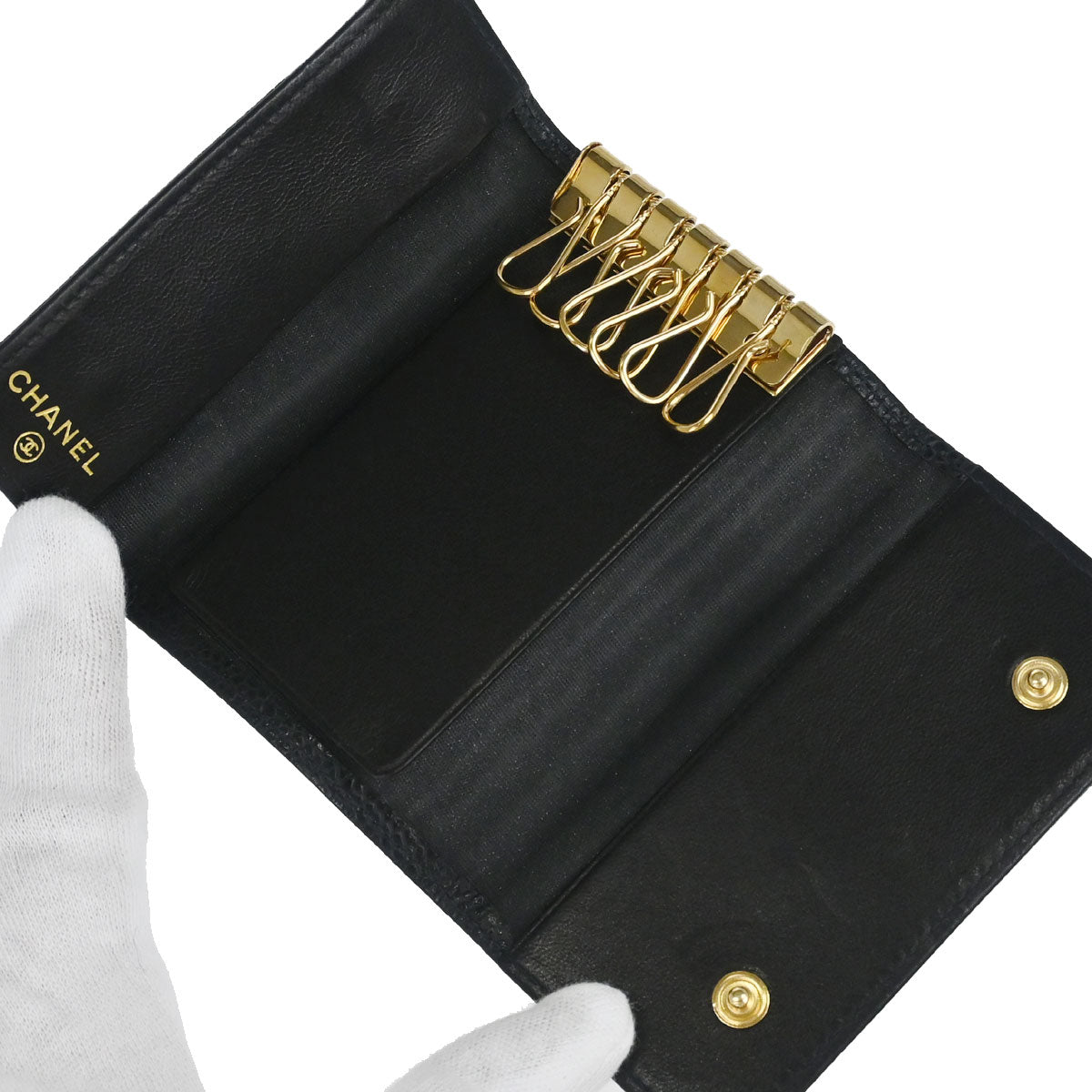 Chanel Key Case Black Caviar Skin Small Good