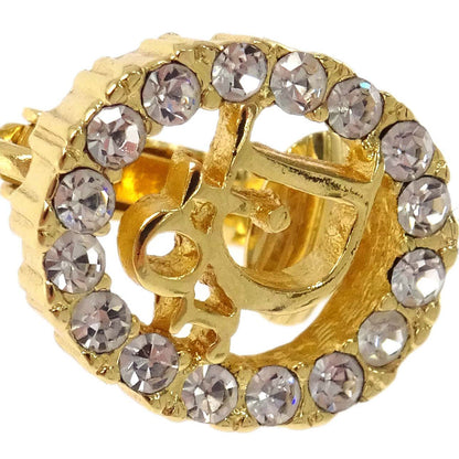Christian Dior Clip-On Earrings Gold Rhinestone