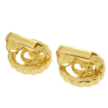 Christian Dior Clip-On Earrings Gold Rhinestone