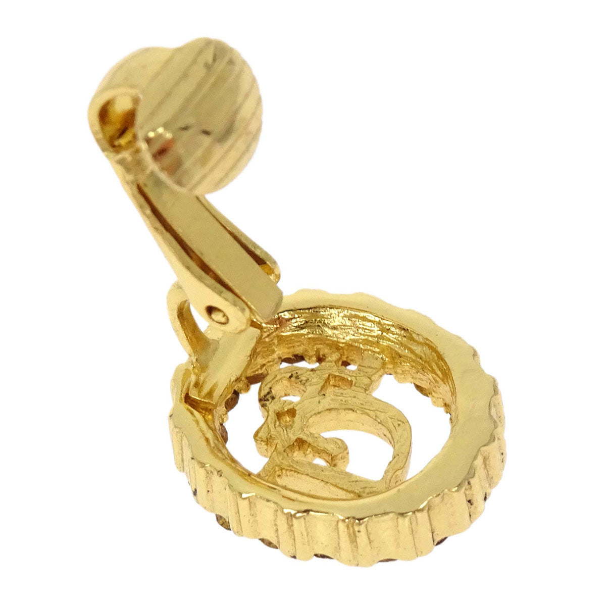 Christian Dior Clip-On Earrings Gold Rhinestone