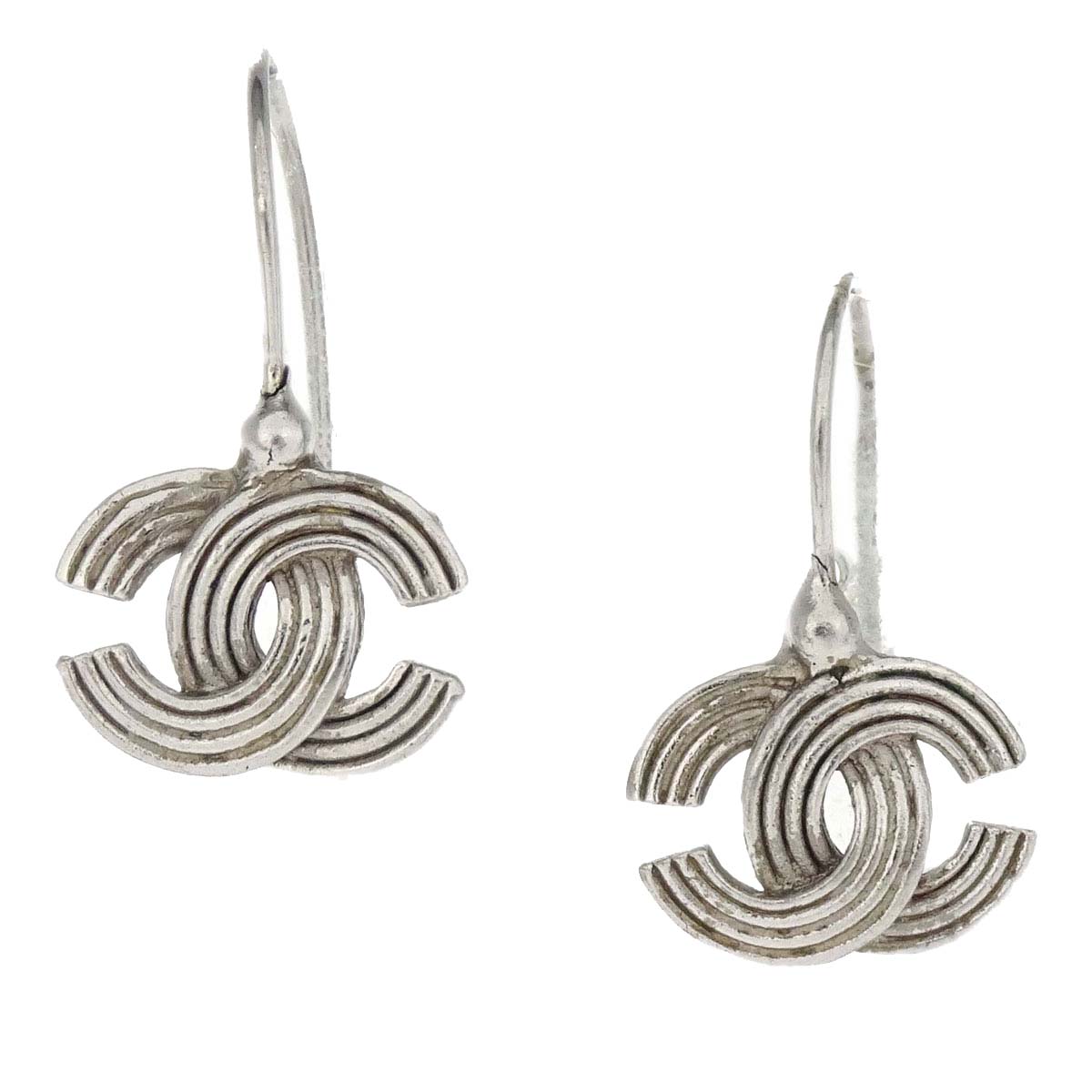 Chanel CC Pierced Earrings Silver 00A
