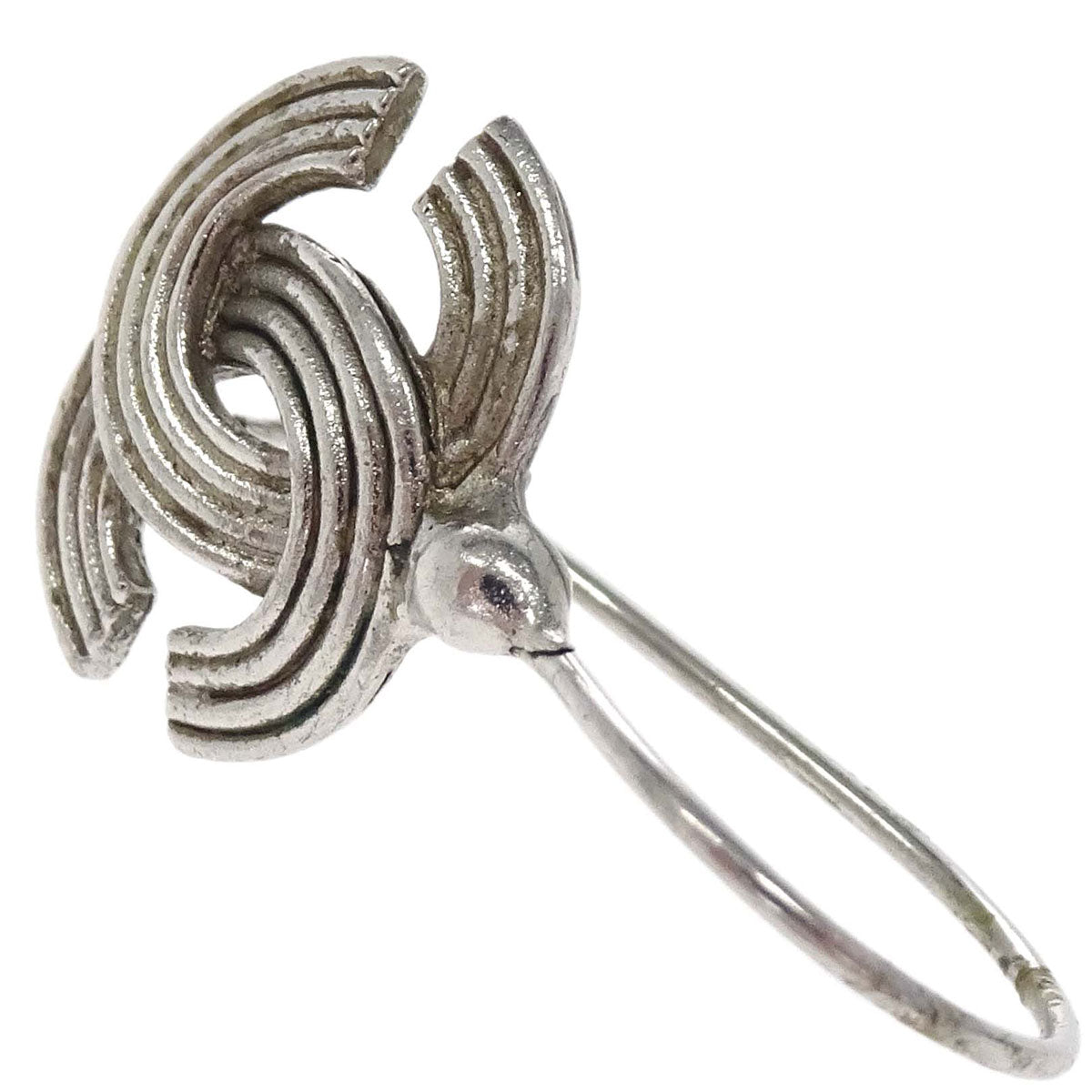 Chanel CC Pierced Earrings Silver 00A