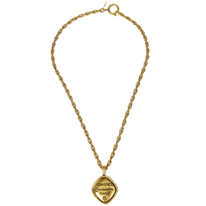 Chanel Gold Rhombus Pendant Necklace