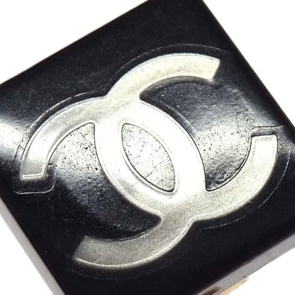 Chanel Square Clip-On Earrings Black Acrylic 03A