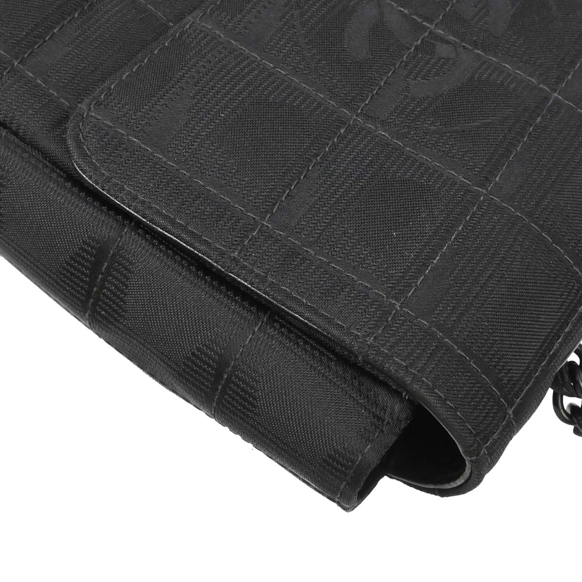 Chanel 2002-2003 Black Jacquard Nylon Travel Line Shoulder Bag