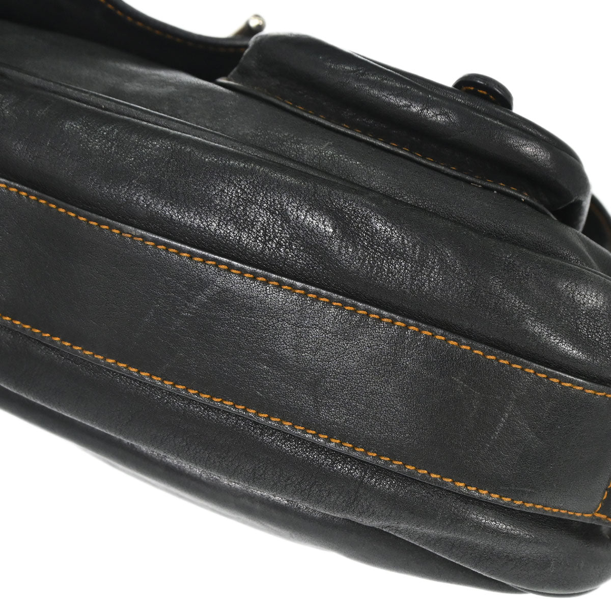 Christian Dior Black Leather Gaucho Shoulder Bag