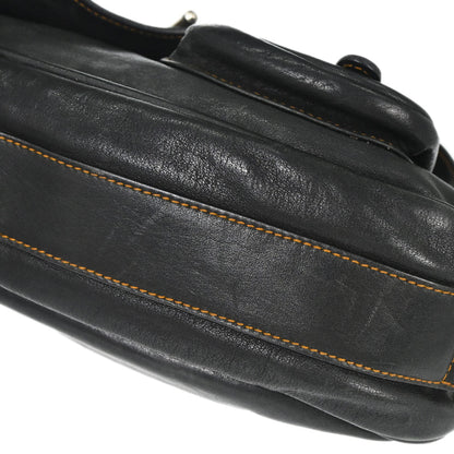 Christian Dior Black Leather Gaucho Shoulder Bag