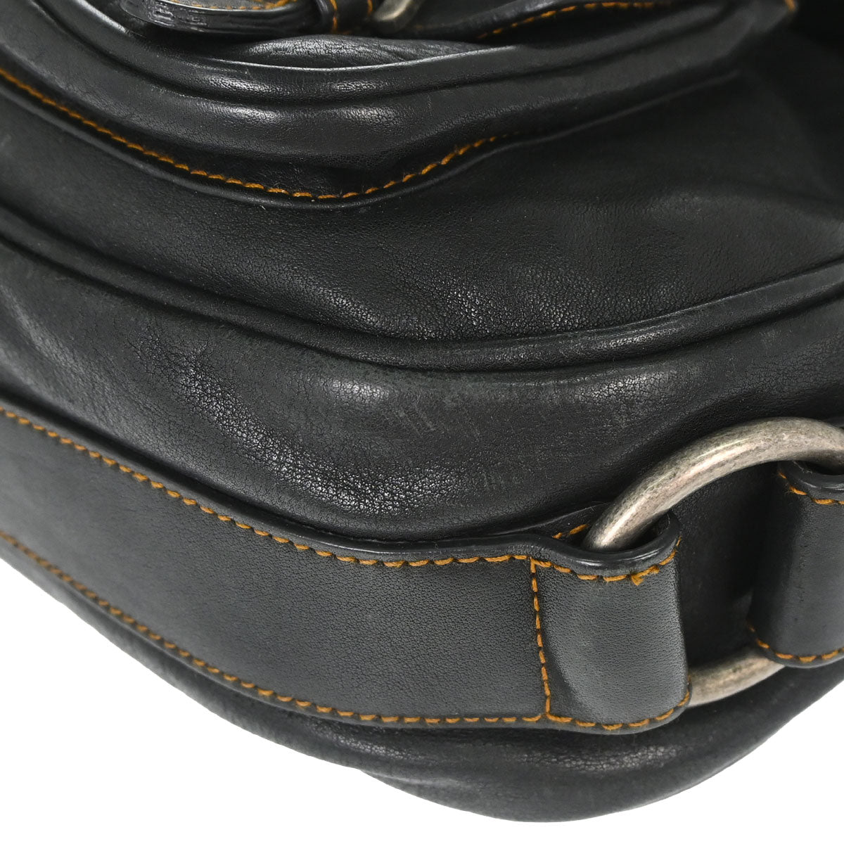 Christian Dior Black Leather Gaucho Shoulder Bag