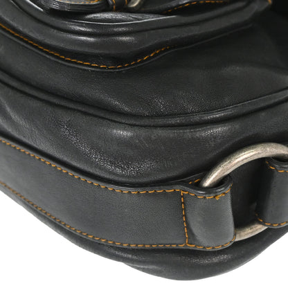 Christian Dior Black Leather Gaucho Shoulder Bag