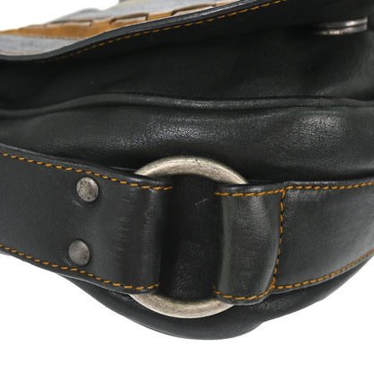 Christian Dior Black Leather Gaucho Shoulder Bag