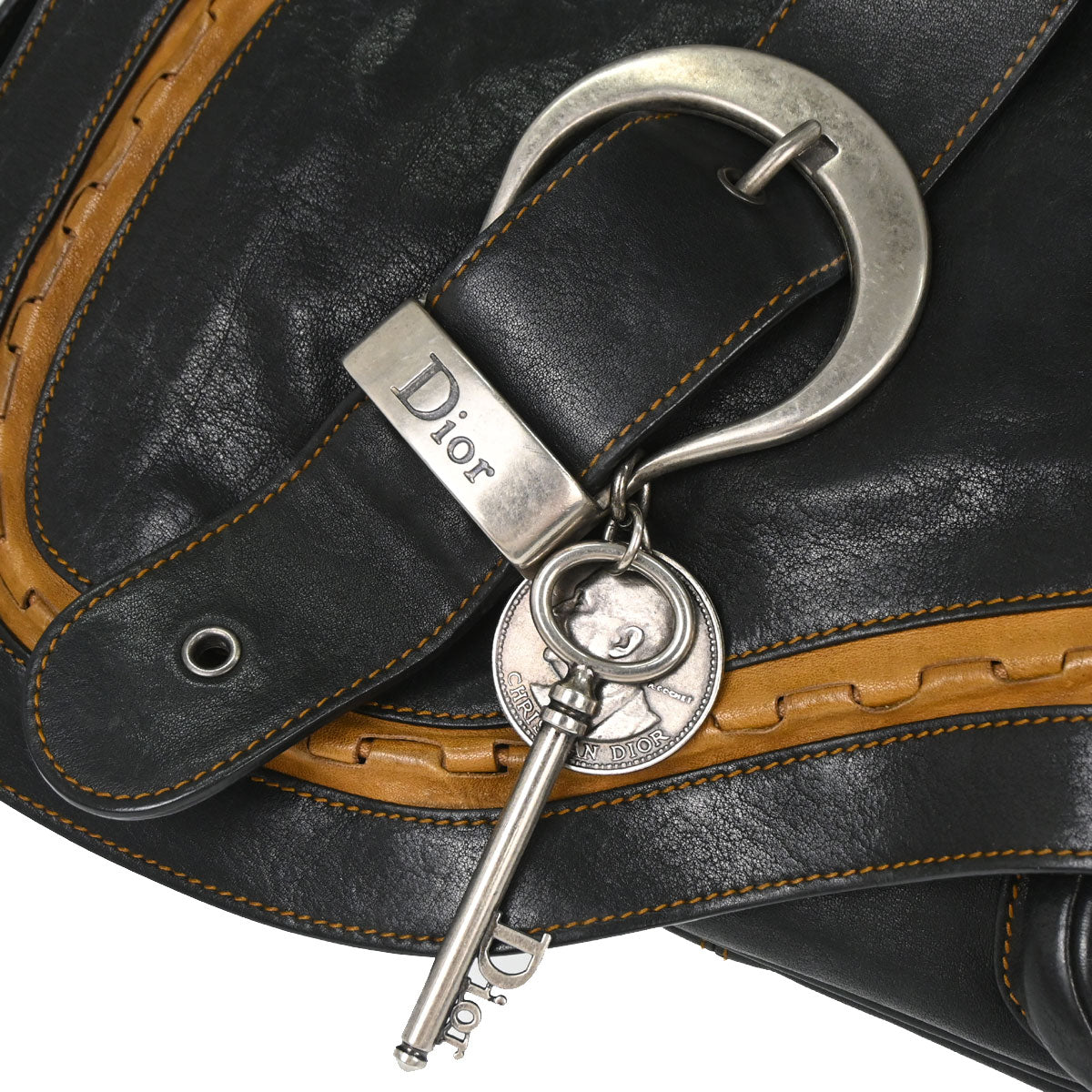 Christian Dior Black Leather Gaucho Shoulder Bag