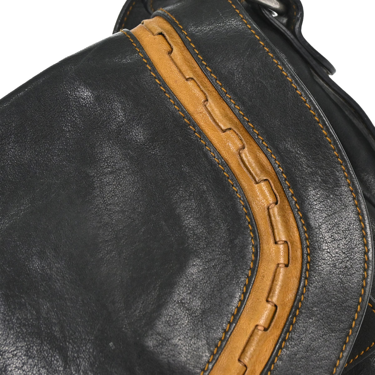 Christian Dior Black Leather Gaucho Shoulder Bag