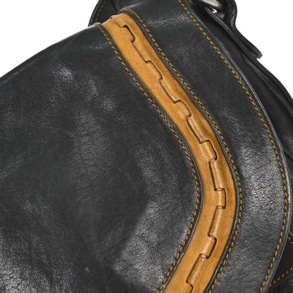 Christian Dior Black Leather Gaucho Shoulder Bag