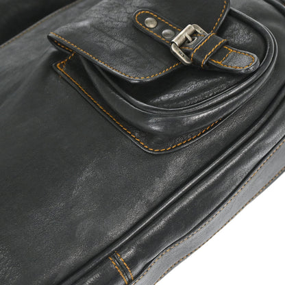 Christian Dior Black Leather Gaucho Shoulder Bag