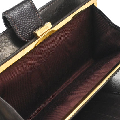 Chanel 2002-2003 Brown Caviar Skin Long Bifold Wallet Purse