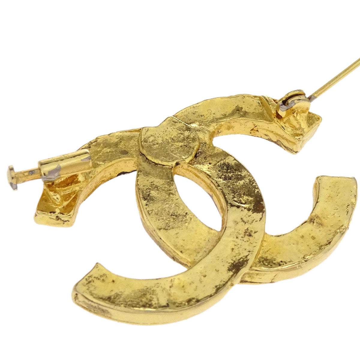 Chanel CC Brooch Pin Gold Rhinestone