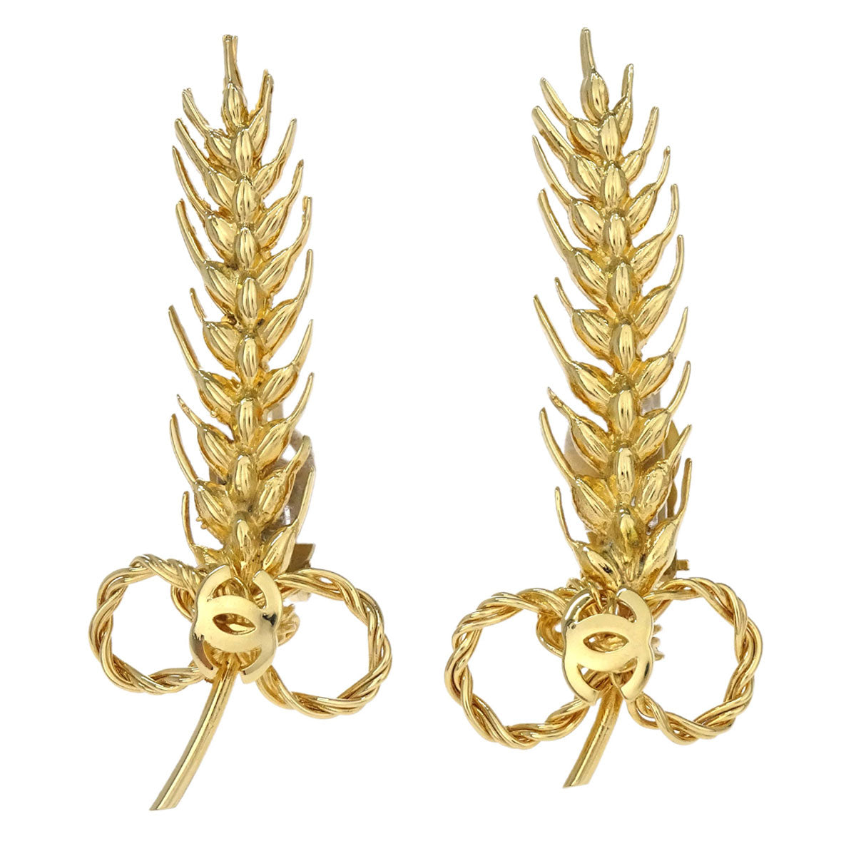 Chanel Ear Of Wheat CC Clip-On Earrings Gold