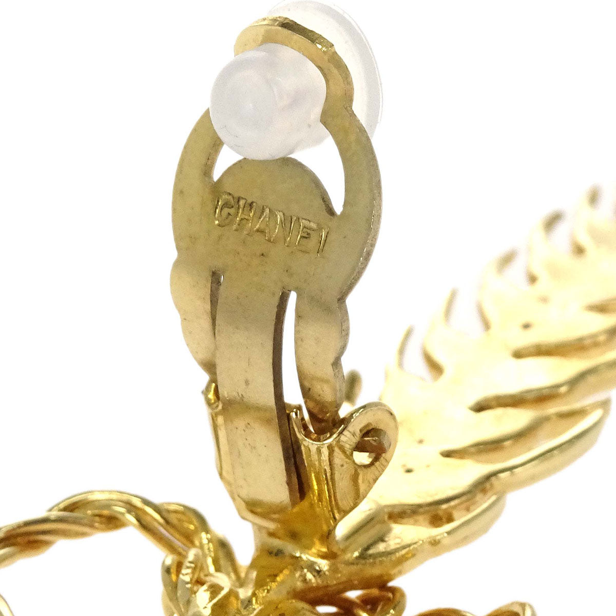 Chanel Ear Of Wheat CC Clip-On Earrings Gold